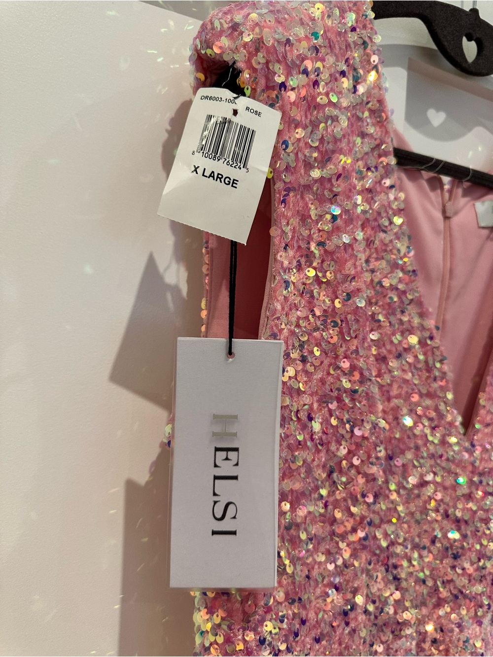 New with Tags Helsi Pink Sequin V-Neck Mini Dress  XL - Picture 5 of 7